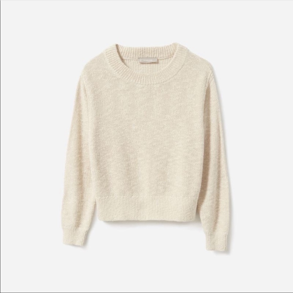 Everlane The Cotton Linen Crewneck Sweater in Sand, Sz XS